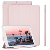 KVTVOU Case Compatible with iPad 10.2 Inch 2021/2020/2019, for iPad 9th/8th/7th Generation Case with Pencil Holder, Protective Case with Soft TPU Back, Auto Sleep/Wake Cover, Pink