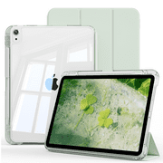 KVTVOU Hybrid Case for iPad (A16) 11 Inch 2025, iPad 10th Generation Case 10.9 Inch 2022 with Pencil Holder, Detachable Cover with Clear Hard Back Shell, Auto Sleep/Wake, Green