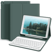 KVTVOU Keyboard Case for iPad 9th Generation 2021 /iPad 8th Generation 2020 / iPad 7th Gen 2019 with Pencil Holder Stand Folio Detachable Wireless Keyboard Cover, Green