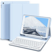 KVTVOU Keyboard Case for iPad 9th Generation 2021 /iPad 8th Generation 2020 / iPad 7th Gen 2019 with Pencil Holder Stand Folio Detachable Wireless Keyboard Cover, Blue