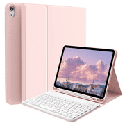 KVTVOU Keyboard Case for iPad Air 11 inch M2/M3 2024/2025, iPad Air 5th/4th Generation 2022/2020 10.9 inch, Detachable Wireless Bluetooth Keyboard, Stand Folio Cover with Pencil Holder, Pink