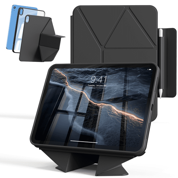 KVTVOU Case for iPad (A16) 11th Generation 11 Inch 2025, iPad 10th Generation 10.9 inch 2022 with Pencil Holder, Auto Wake-Sleep,Clear Acrylic Back Shell, Magnetic attraction increases,Black