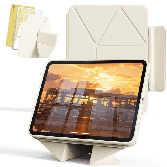 KVTVOU Case for iPad (A16) 11th Generation 11 Inch 2025, iPad 10th Generation 10.9 inch 2022 with Pencil Holder, Auto Wake-Sleep,Clear Acrylic Back Shell, Magnetic attraction increases,White