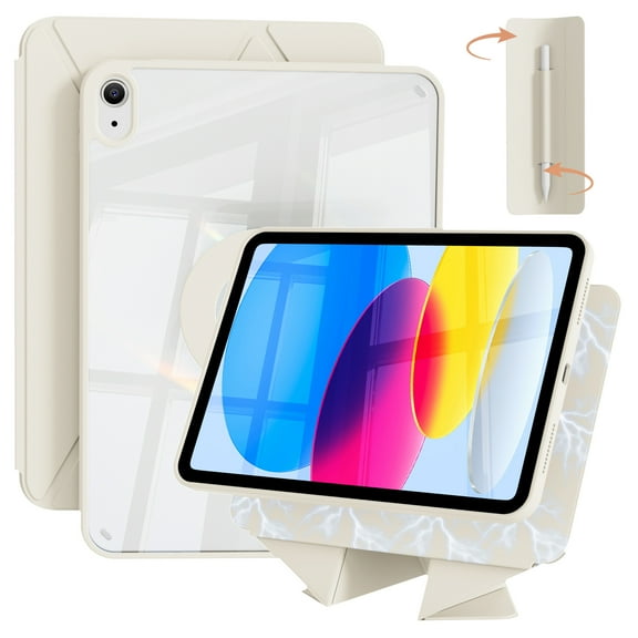 KVTVOU Case for iPad (A16) 11th Generation 11 Inch 2025, iPad 10th Generation 10.9 inch 2022 with Pencil Holder, Auto Wake-Sleep,Clear Acrylic Back Shell, Magnetic attraction increases,White