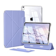 KVTVOU Case for iPad A16 11th Gen 11-inch 2025/10th Generation 10.9" 2022 with Pencil Holder, Detachable 2 in 1 Sliding Removable Cover, Transparent PC Back&TPU Shockproof, Slim Trifold, Purple