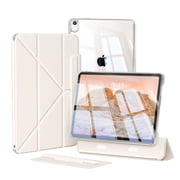 KVTVOU Case for iPad A16 11th Gen 11-inch 2025/10th Generation 10.9 2022 with Pencil Holder, Detachable 2 in 1 Sliding Removable Cover, Transparent PC Back&TPU Shockproof, Slim Trifold, White
