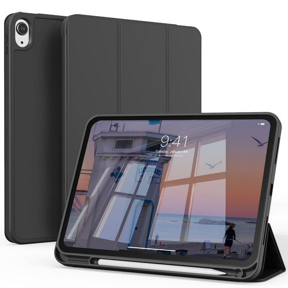 KVTVOU iPad (A16) 11th Generation Case 2025/2022, iPad 10.9 inch Case with Pencil Holder,Trifold Stand Case Designed for iPad 10th Gen, Auto Sleep/Wake Cover, Black