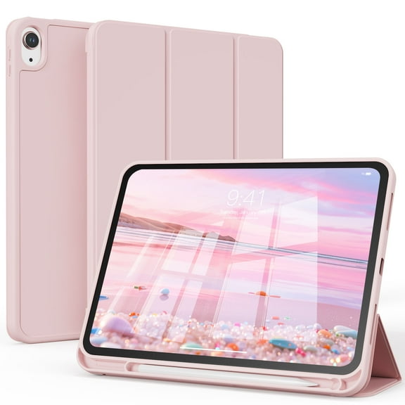 KVTVOU iPad (A16) 11th Generation Case 2025/2022, iPad 10.9 inch Case with Pencil Holder,Trifold Stand Case Designed for iPad 10th Gen, Auto Sleep/Wake Cover, Pink