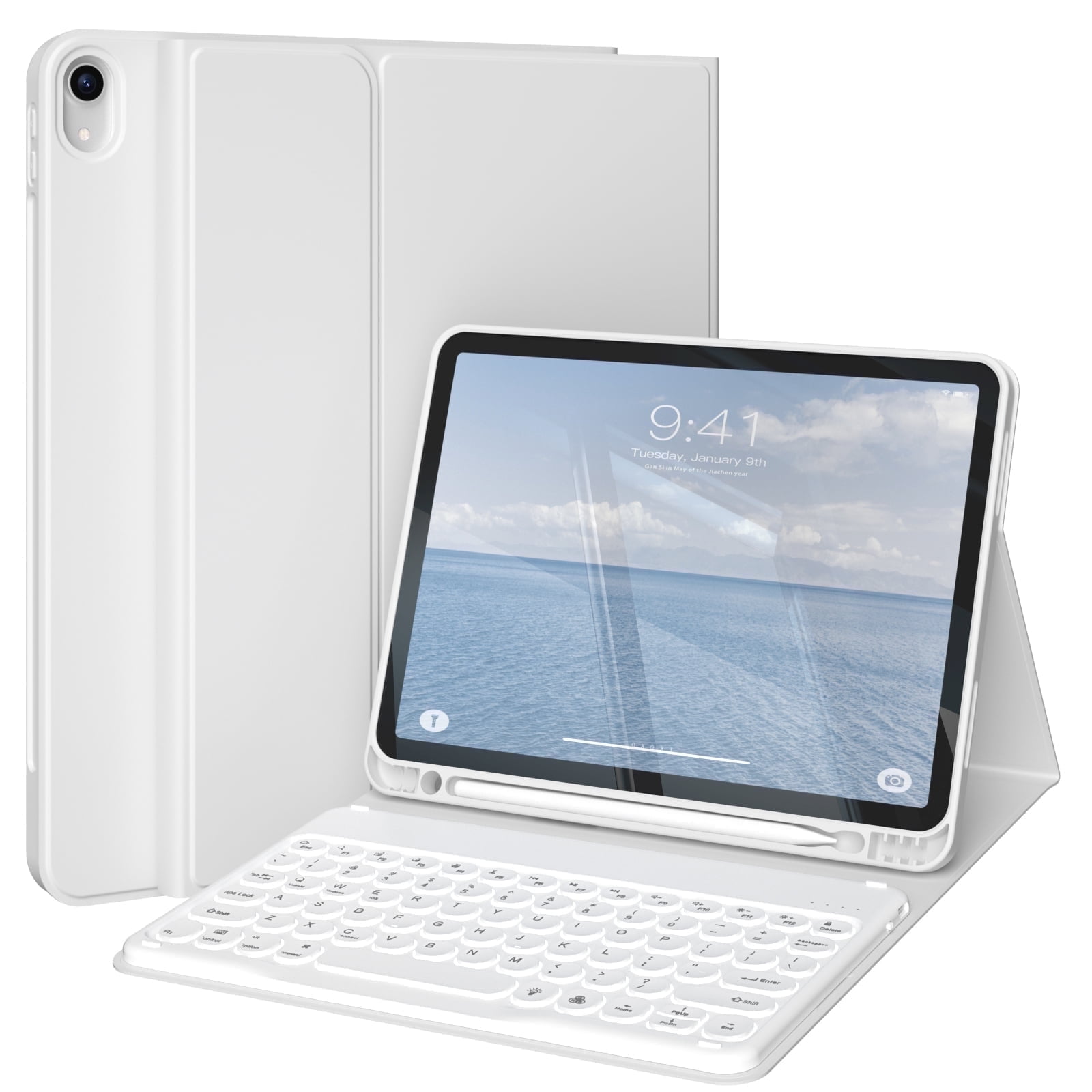 FIABANO Keyboard Cover Folio Case with Detachable Bluetooth Keyboa