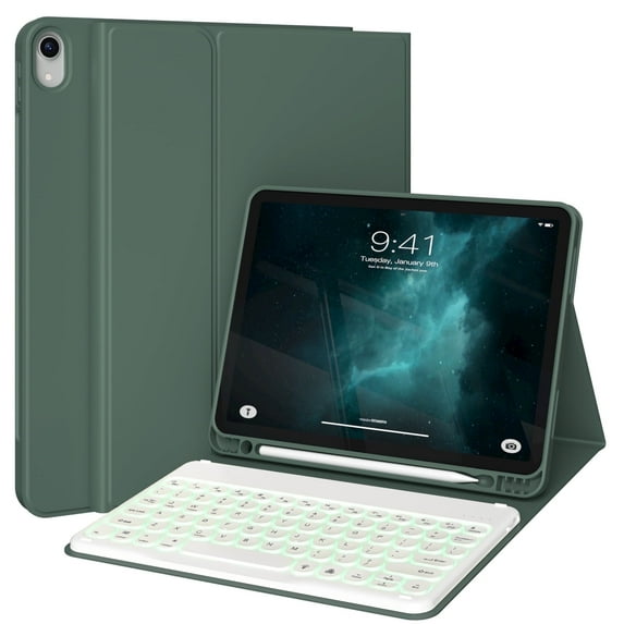 KVTVOU iPad Keyboard Case for New iPad 11th Generation 11 inch A16 2025 for iPad 10th Generation 10.9 inch 2022, Detachable Wireless Bluetooth Keyboard with Pencil Holder, Green