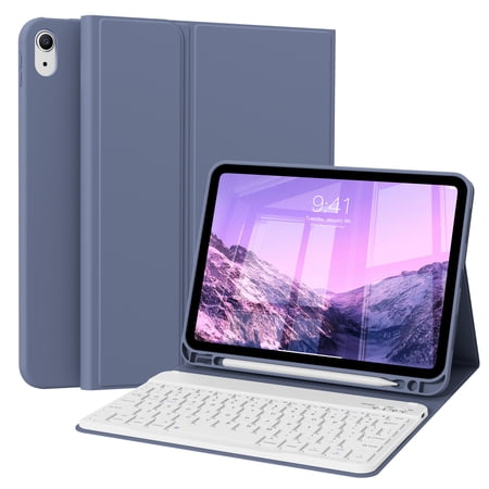 KVTVOU Keyboard Case for iPad A16 11 inch 2025 / 10th Generation 10.9 inch 2022, Detachable Wireless Keyboard Cover with Pencil Holder for iPad 11/10th Gen, Purple