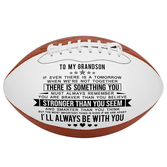 KW Custom Personalized Football，Engraved Leather Indoor/Outdoor Football with Pump & Carrying Bag ,Best Gift for Grandson Anniversary Birthday Graduation .