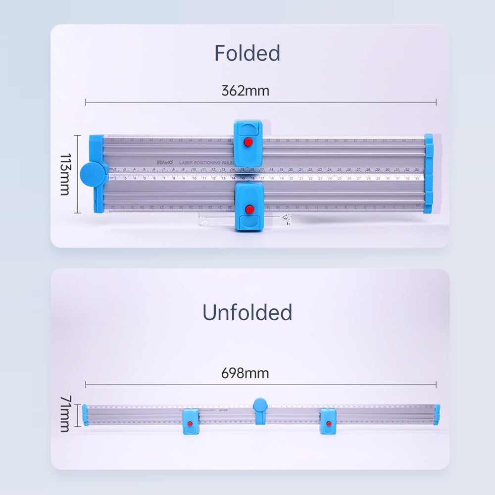 Metal Ruler with Level Positioning Tool 180° Rotating Rulers Extend to