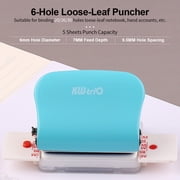 KW-trio 6-Hole Paper Punch Handheld Metal Hole Puncher 5 Sheet Capacity 6mm for A4 A5 B5 Notebook Scrapbook Diary Planner