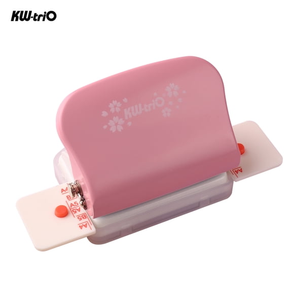 KW-trio 6-Hole Paper Punch Handheld Metal Hole Puncher 5 Sheet Capacity, Pink