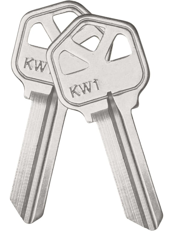 KW1 Blank Key Blanks, Pack of 50 Uncut Blank Keys, Copper Structures Blank Keys for Kwikset