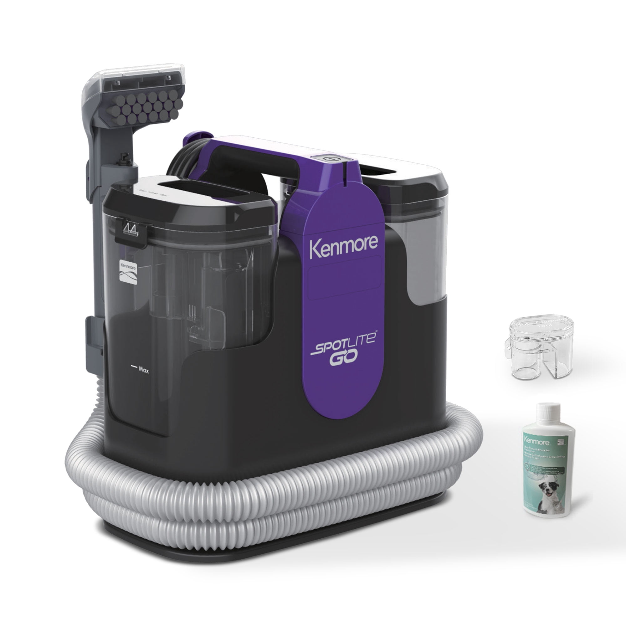 Kenmore SpotLite™ Go Carpet Cleaner, for Carpets, Rugs, Upholstery, Auto, Stairs, and Pet Messes, Lightweight, Portable with Hose Cleaning Tool, Powerful Suction, KW1048, Black and Purple