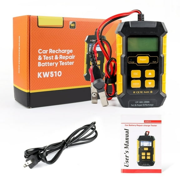 KW510 12V Car Battery Tester Full Automatic 5A Auto Battery Charger 3 in 1 Wet Dry AGM Gel Lead Acid Pulse Repair Tools ,Fast and Accurate Precise