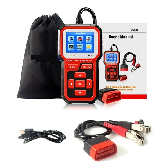 KW681 Car Battery Tester 6V-12V Car Battery Analyzer Auto Diagnostic Tool 2 in1 2000 CCA Battery Charge Tester OBD2 Scanner ,Fast and Accurate Precise