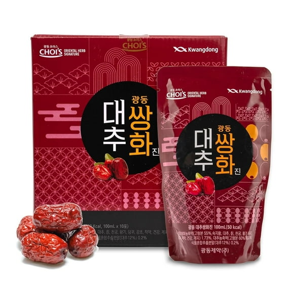KWANGDONG Korean Traditional Herbal Tea for Strong Immune Support, Natural Sustained Energy Boost, Digestive Health, Promotes Vitality and Cold Relief, Jujube 10P