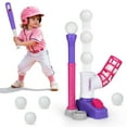 thumbnail image 1 of T Ball Set Toys for Kids Girls 3-5, Kids Baseball Toys Includes 6 Balls, for Age 3 to 6, Toddler Baseball Game Sports & Outdoors Toys, Auto Ball Launcher - Purple, 1 of 10