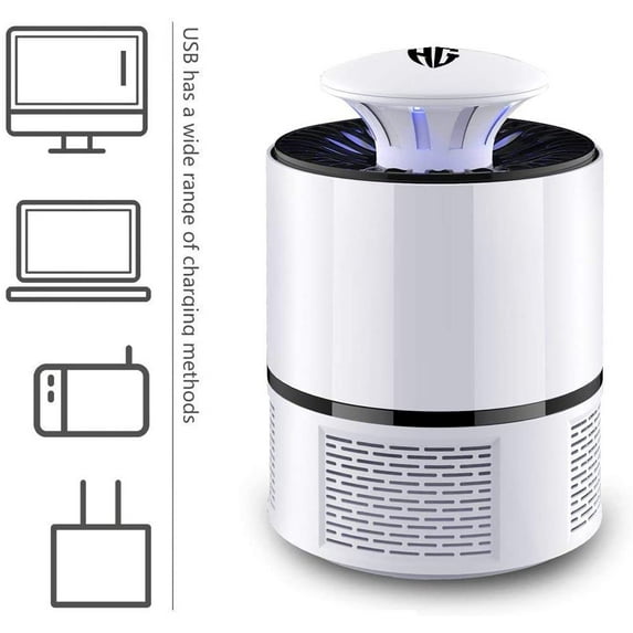 KWANSHOP Electric Indoor Mosquito Trap, Mosquito Zapper, Mosquito Killer Lamp with USB Power Supply and Adapter, Photocatalytic UV Light, Suction Fan, No Zapper, Child Safe
