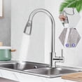 thumbnail image 1 of KWANSHOP Stainless Steel Brushed Nickel 15.75 in Single Handle Kitchen Faucet, 1 of 11