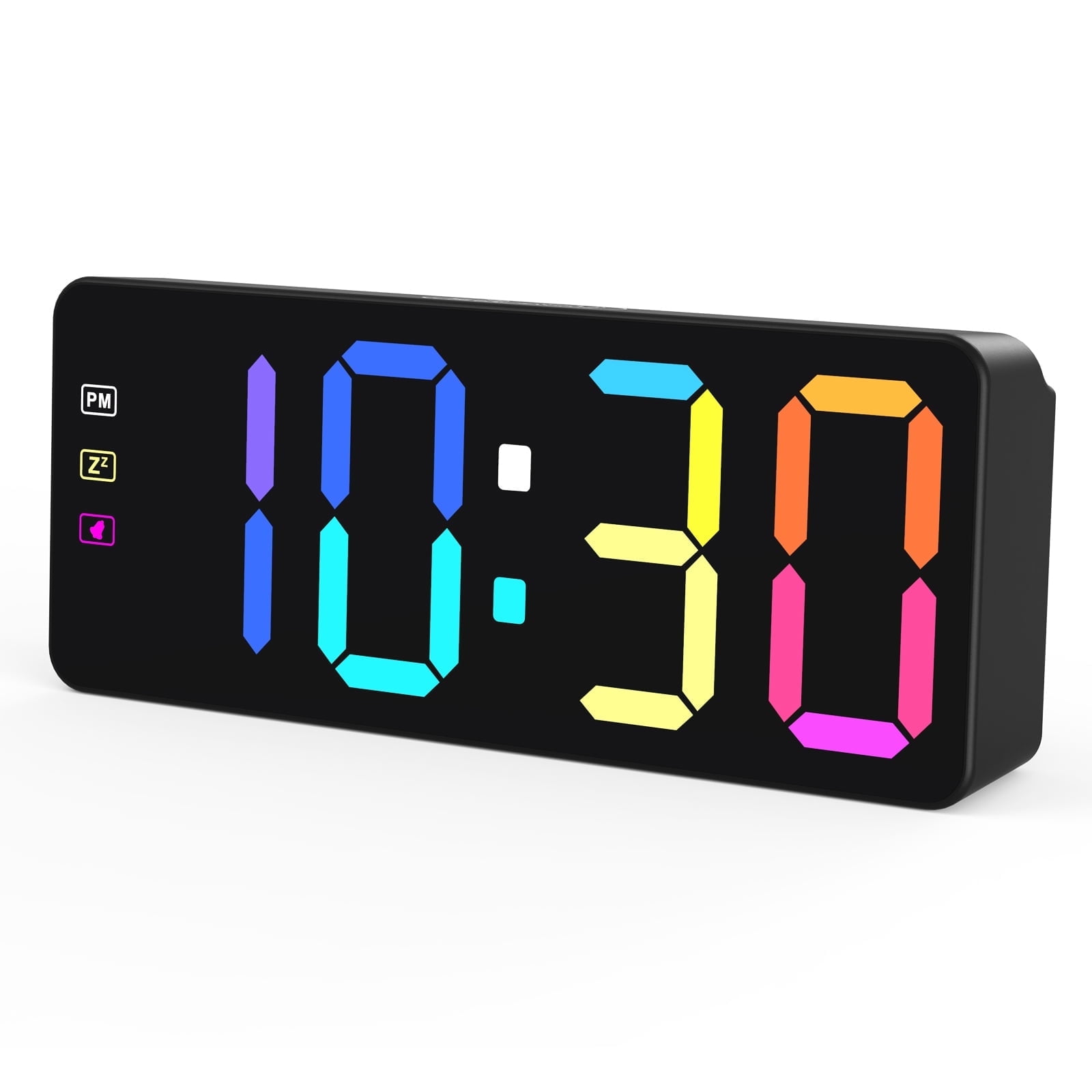 KWANWA Alarm Clock for Bedrooms with Dynamic RGB Night Light, Dimmer,USB Charger, (Includes 59" Charging Cable) Small Bedside Digital Clock with Led Display for Kids,Teens,Seniors