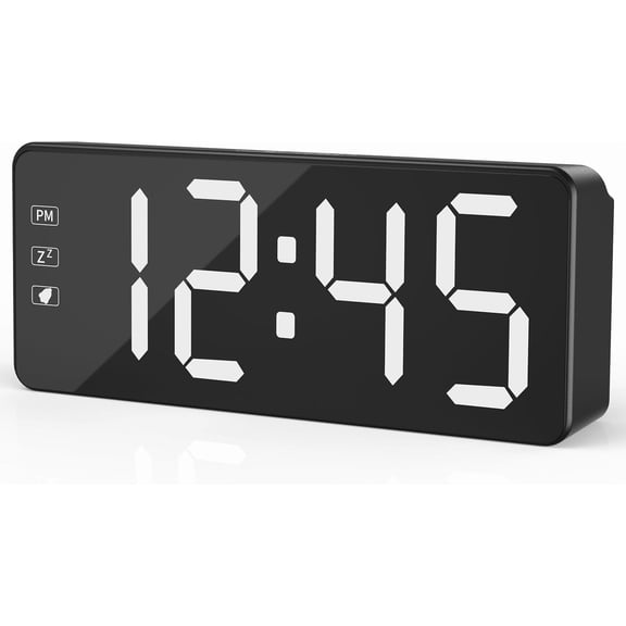 KWANWA Bedside Clock with Oversized Buttons, 2.4'' LED Digits Display, 24H Memory & Battery Save Mode, Ideal for Kitchen/Garage/Hurricane Preparedness (Includes 59" Charging Cable)