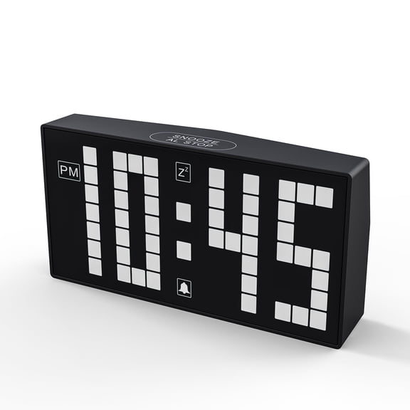 KWANWA Digital Alarm Clock with Auto-Dimmable LED Pixel Display, Weekend Alarm Mode, Plug-In Power with Battery Backup, DST Adjustment, Perfect for Bedroom or Desk