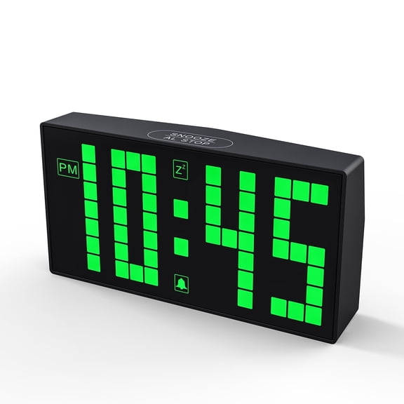 KWANWA Digital Alarm Clock with Auto-Dimmable LED Pixel Display, Weekend Alarm Mode, Plug-In Power with Battery Backup, DST Adjustment, Perfect for Bedroom or Desk