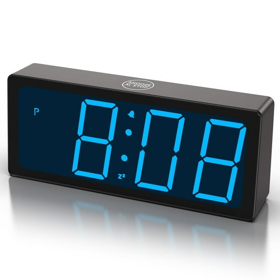 KWANWA Digital Alarm Clock with 3-Level Dimmer and Auto-Mode, 7-Min Snooze, Dual Power (59in Cord) Compact for Bedroom, Travel, Office