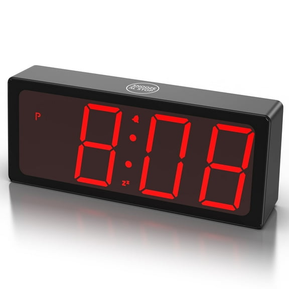 KWANWA Small Digital Alarm Clock for Bederoom, LED Digital Clock, Small Wall Clock, Battery Operated, Adjustable 3-Level Led Brightness, Ideal for Kitchen/Garage (Includes 59" Charging Cable)