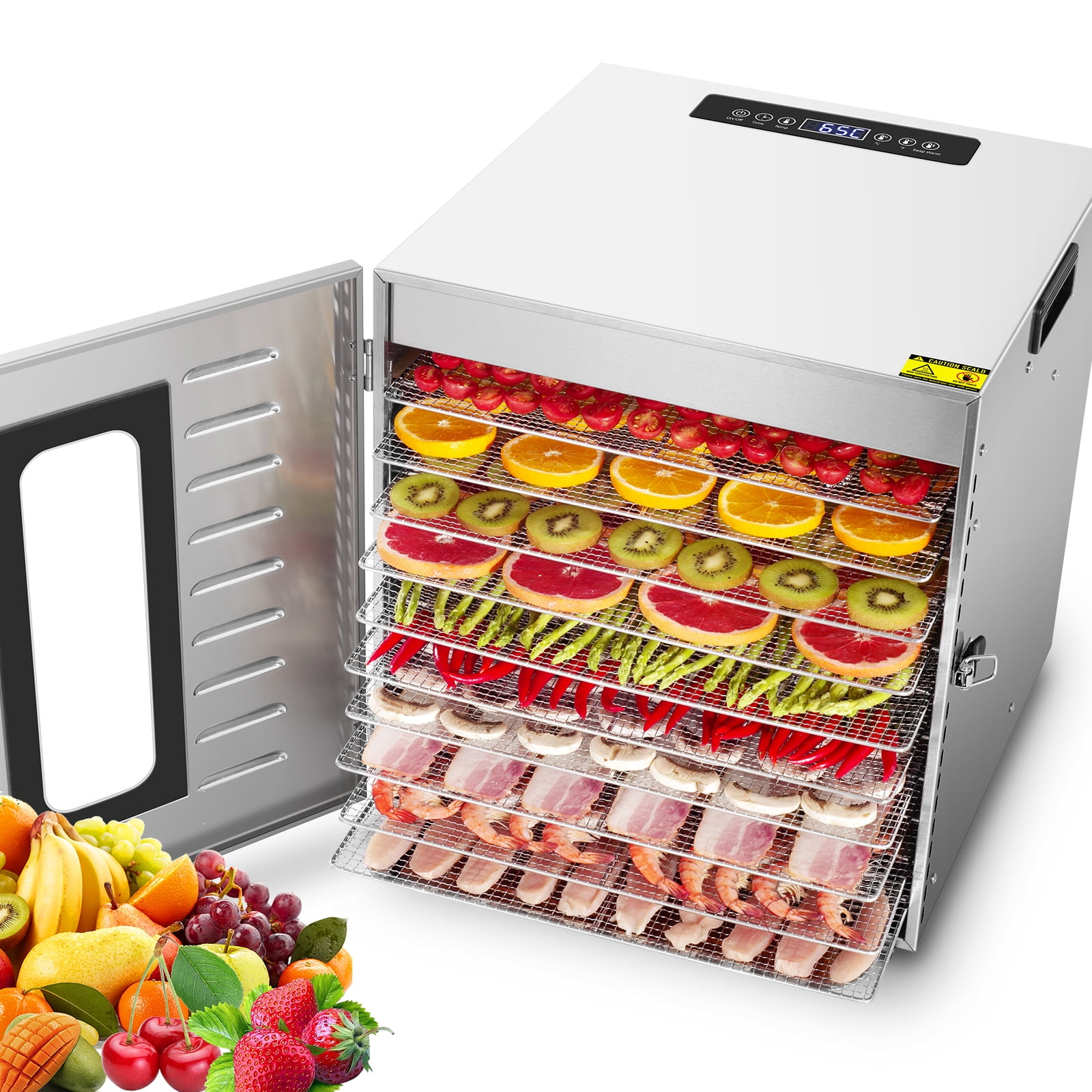 KWASYO 10 Layers Stainless Steel food dehydrator jerky maker Fruit machine,Adjustable Time and Temperature Control
