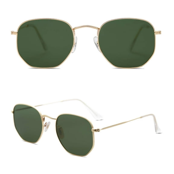 KWATE Square Polarized Sunglasses for Women Men Small Hexagonal Polygon Mirrored Lens