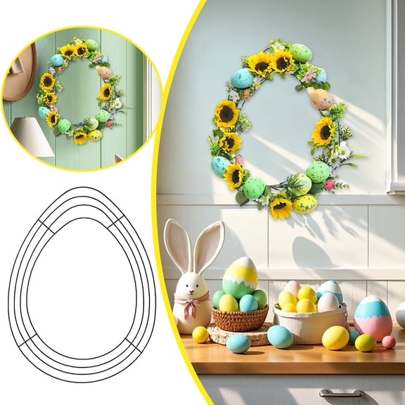 KWHOME 15 Inch Easter Wreath Egg Wire Wreath Frame – Round Metal Wreath Form with Ring Design for DIY Crafts, Floral Projects, and Home Decor – Easter Decorations,1PCS