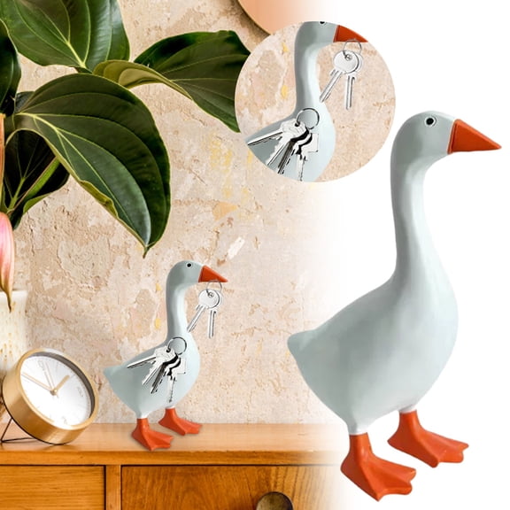 KWHOME Goose Key Holder, Resin Goose Statue for Key Hanger, Cute Tool Figurines, Funny Keychain Hanging Rack Bedroom Decor for Home Office Table Decor, Housewarming Gifts,7Inch/1PCS