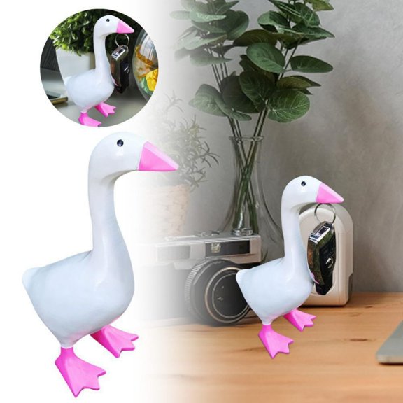 KWHOME Goose Key Holder, Resin Goose Statue for Key Hanger, Cute Tool Figurines, Funny Keychain Hanging Rack Bedroom Decor for Home Office Table Decor, Housewarming Gifts,5.91Inch/1PCS