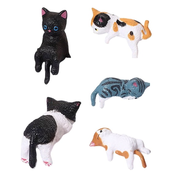 KWHOME Mini Cat Desk Figurines – Adorable Handcrafted Kittens, Cute Cat Car Dashboard Decoration, Mini Cats Ornament for Computer Monitor Mirror Home Desk Office Decorations,Multicolor,5PCS