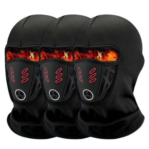 KWHOME Ski Mask, Face Mask UV Protection, Winter Rider Warm Anti-Haze Balaclava Full Face Mask for Men Women, Windproof Soft, Motorcycle Snowboard & Riding Outdoor,15.74"x 9.84",Black/3PCS