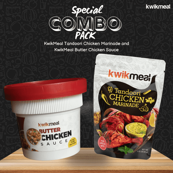 KWIKMEAL BUTTER CHICKEN SAUCE (12 OZ) + KWIKMEAL TANDOORI CHICKEN MARINADE (8 OZ) - COMBO PACK
