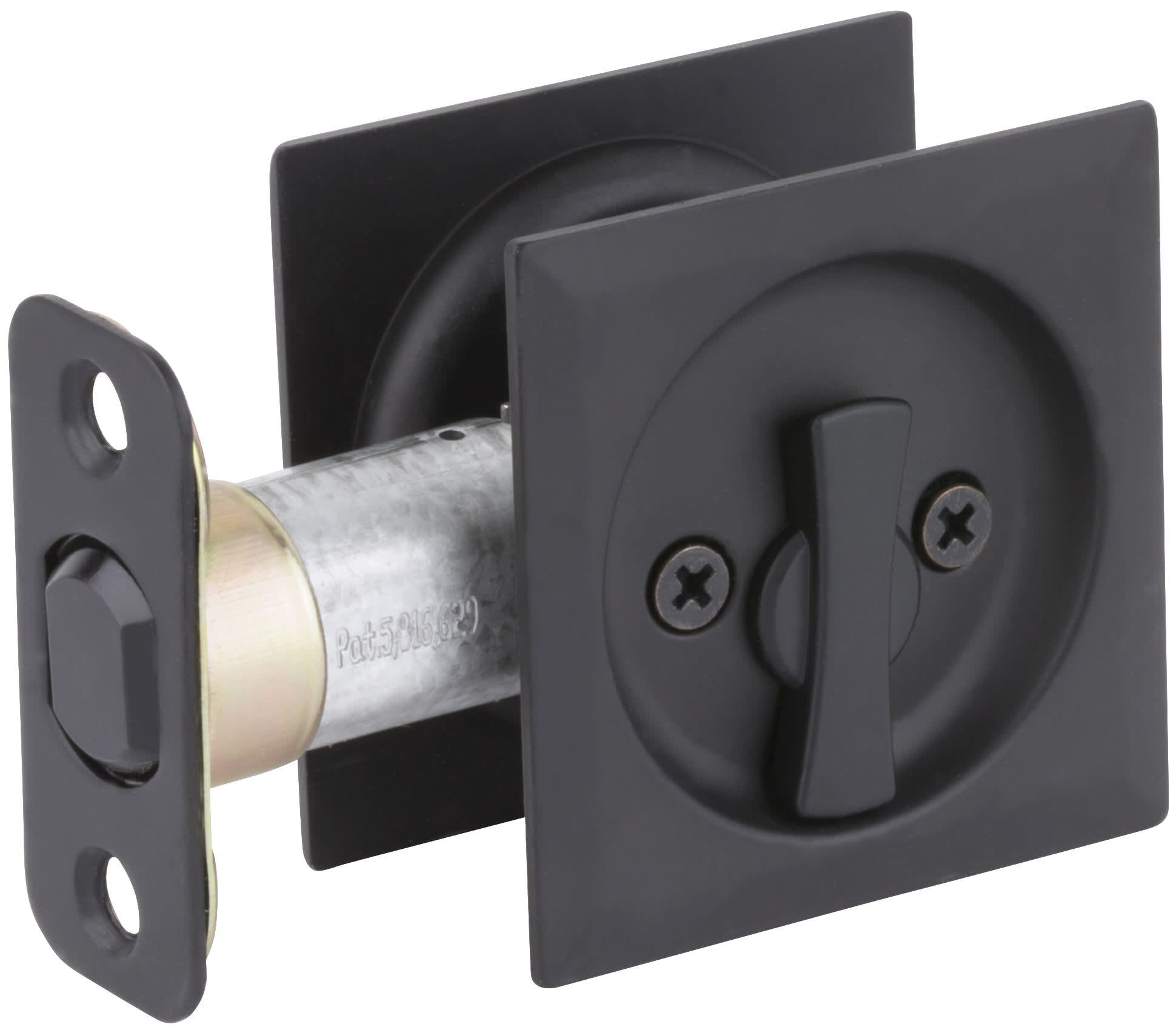 Iron Black Square Privacy Pocket Door Lock