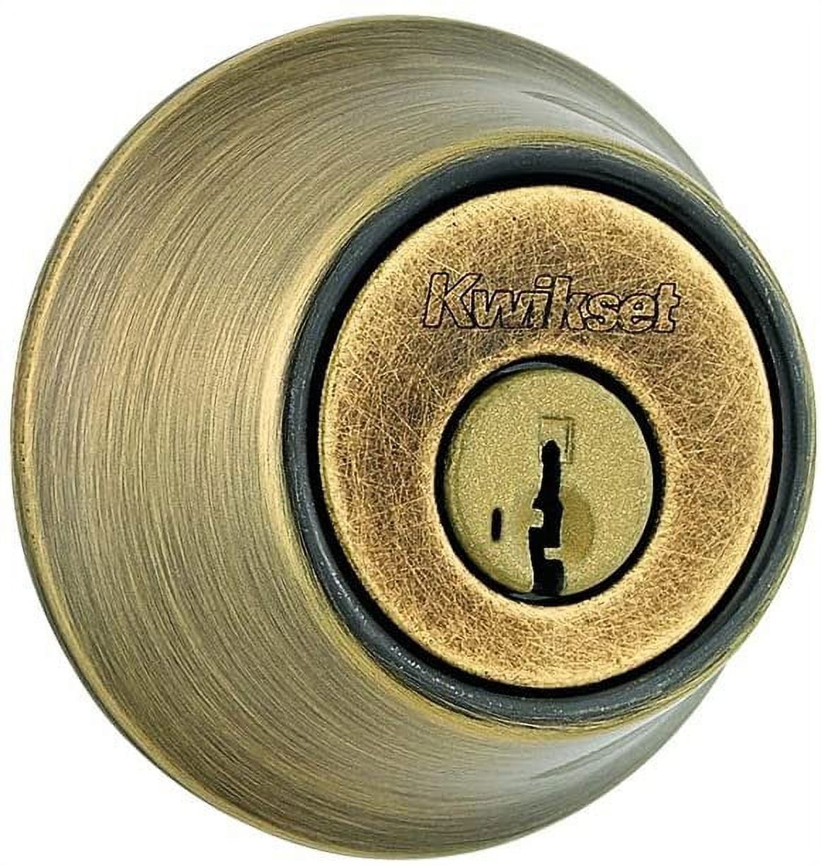 KWIKSET 96600-674 Security Single Cylinder Deadbolt, 1, Antique Brass