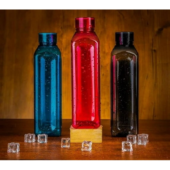 KWINTAS Plastic Water Bottle | Unbreakable and Hygienic | Perfect for staying hydrated at the school,college, work, gym and outdoor adventures Water Bottle | 1 Litre | Multicolor (Pack of 3)