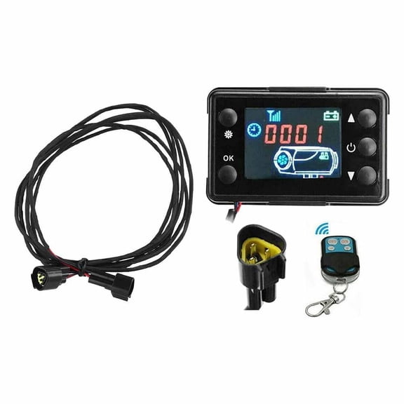 Universal Diesel Heater Controller LCD Monitor Thermostat Switch with Remote Control for 12V 2kw/5kw/8kw Diesel Parking Heater,3 Meters Diesel Heater Extension Cable