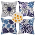 thumbnail image 1 of KWLET Square Outdoor Throw Pillow Cover Blue Daisy Pattern Waterproof Linen for Sofa Patio Set of 4 18"x18", 1 of 7