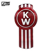 KWN018 Grille Emblem Chrome Red Logo Badge for Kenworth T680 Aftermarket   Replaces K137-541 K137-541-1 K137-541-1R