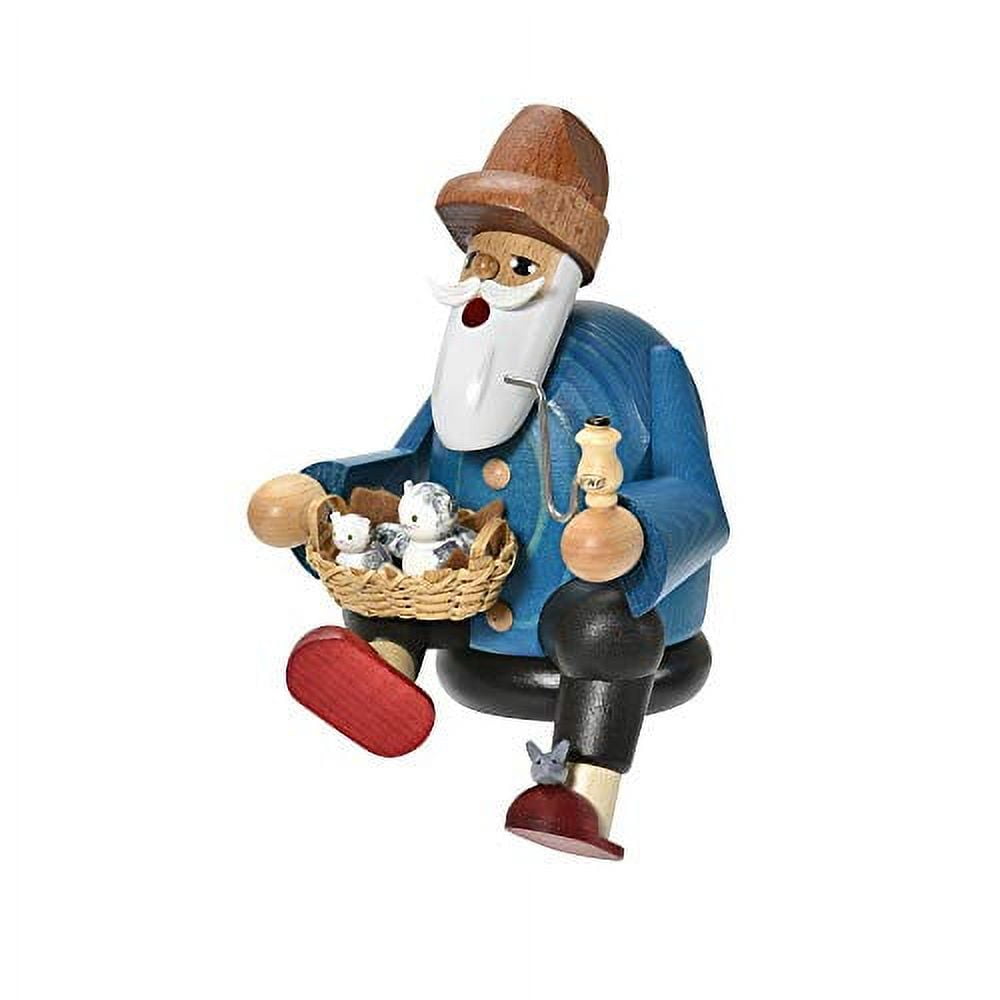 KWO Bearded Cat Lover Sitting German Wood Christmas Incense Smoker Germany