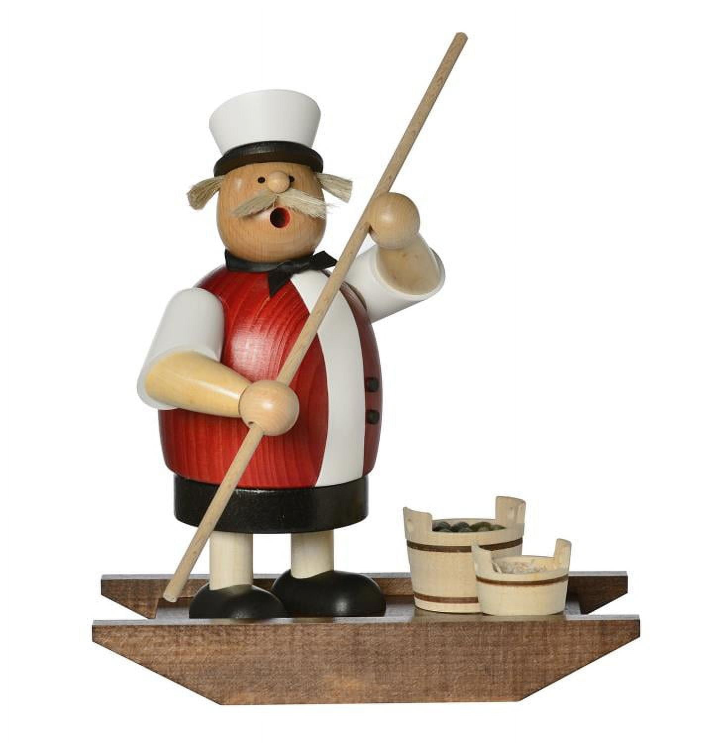 KWO Chubby Man Working a Barge Bargee German Wood Christmas Incense Smoker
