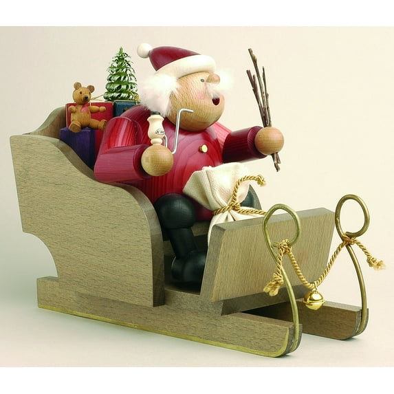 KWO Santa in Sleigh German Christmas Incense Smoker Handcrafted in Germany New